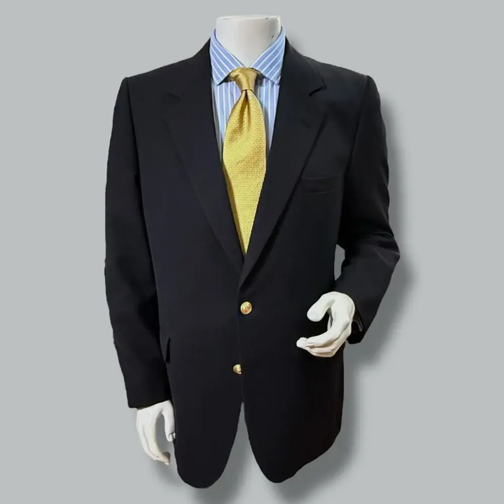 VTG Stefano Barney’s New York Blazer Mens Black Heavy Weave Custom Appr Sz 42-43